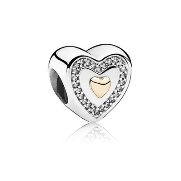 Authentic Pandora Always in My Heart two tone charm / 791523CZ / GUC - Picture 6 of 6